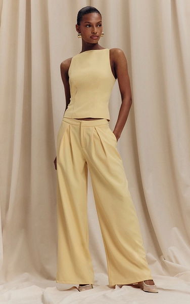 Lemon Woven Tailored Wide Leg Trousers