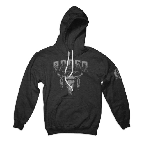 Grey Rodeo Time Skull Hoodie | S