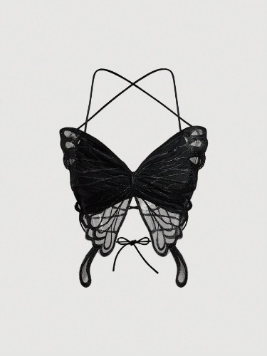 Aveloria Sexy Schmetterling Hohlkreuz rückenfrei Träger Camisole, süße witzige Shirts