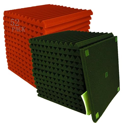 52 Pack Black/red 12 "X 12 "X1" Acoustic Panels Studio Soundproofing Foam - Black/red