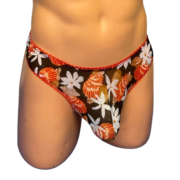 Hawaiian Print Mesh Thong