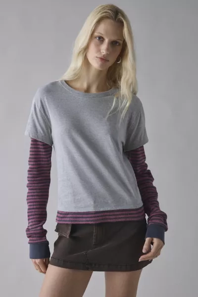 BDG Tye Long Sleeve Layered Twofer Tee