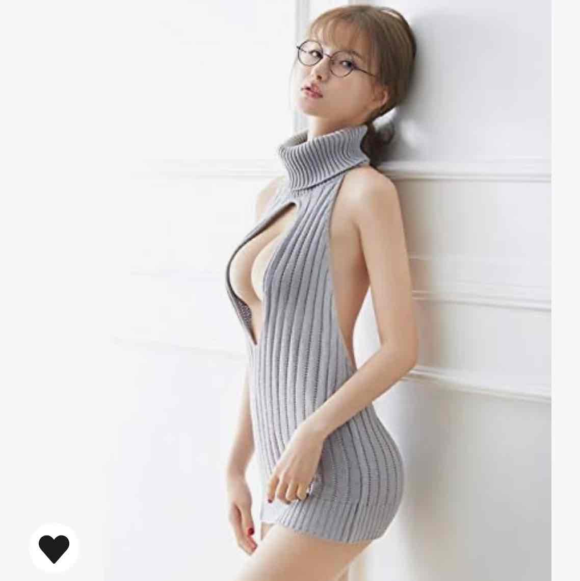 Lucky2Buy Women's Sexy Backless Turtleneck Anime Cosplay Virgin Killer Sweater One-Piece Bikini Knit Tank Top Vest