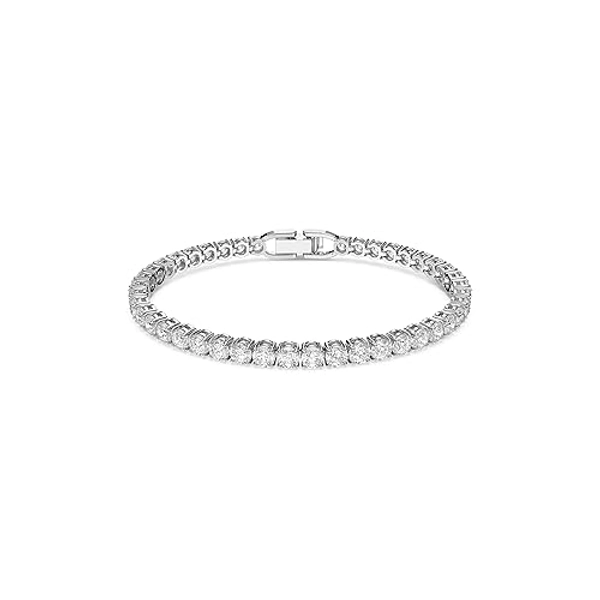 Swarovski Matrix Tennis bracelet, Round cut, Pink, Rhodium plated