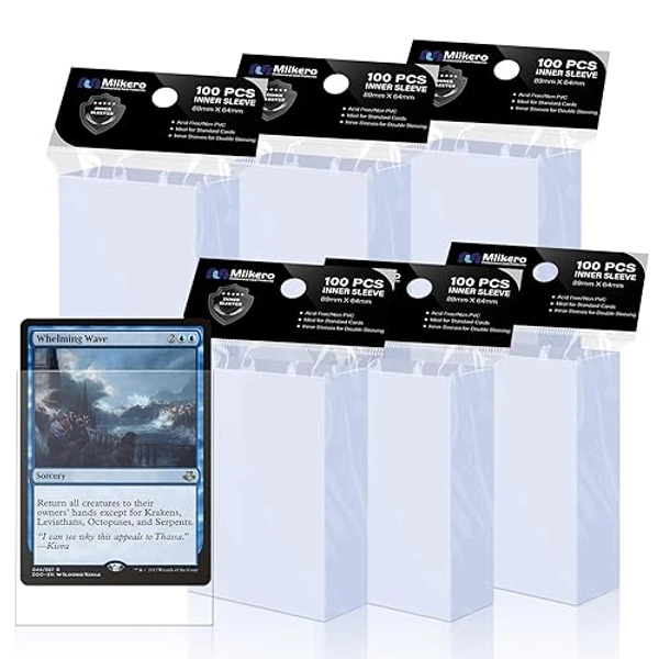 600 Pack Card Sleeves, Perfect Fit Inner Sleeves Ideal for Double-Sleeving, Trading Card Sleeve Compatible with MTG, TCG, Gaming Cards - Clear - 600 Inner Sleeve