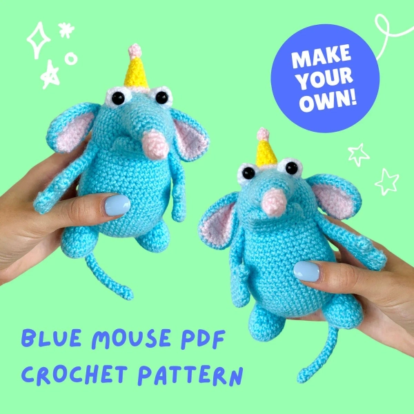 Tutter Blue Mouse Crochet Pattern PDF | ENGLISH | Amigurumi | Toy | Handmade | Tutorial | TV | Children