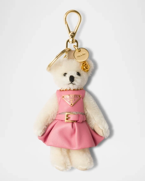 Teddy Bear Bag Charm with Metal Ring