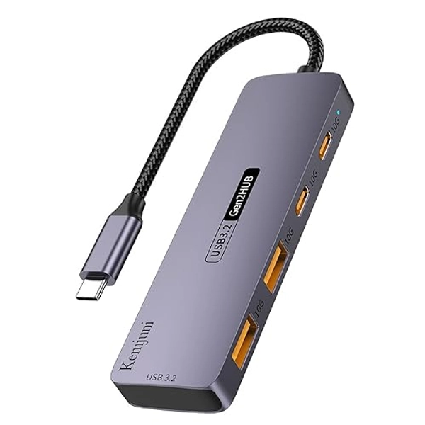 USB C Hub 10Gbps, 4 Ports USB 3.2 HUB with 2 USB-C 3.2 and 2 USB-A 3.2, USB Port Extender for MacBook Pro, MacBook Air, Acer Aspire, HP Laptops, iPad Pro, iPhone 15/15 Pro Max Galaxy S23 and More - Style 1