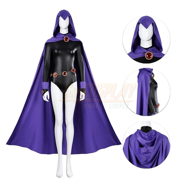 Raven Rachel Roth Classic Cosplay Costume Hooded Cape Bodysuit