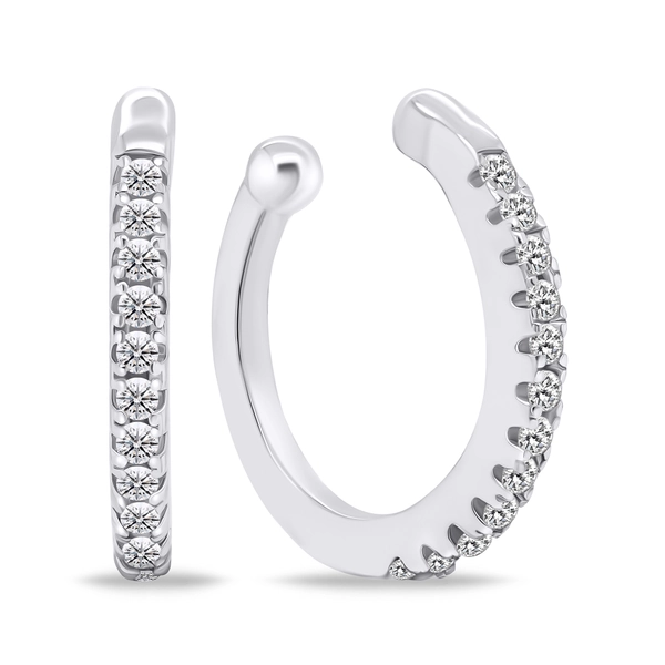 Trendy stříbrné záušnice s čirými zirkony EA694W