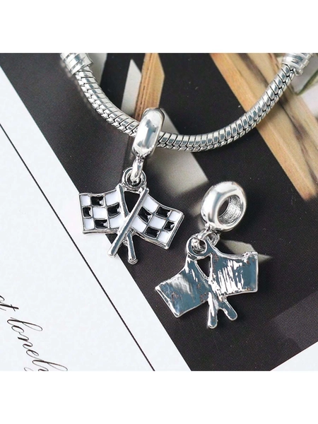 5pcs/Set New Design Alloy Flag Pendant Decor, DIY Bracelet & Earring Jewelry Making Supplies