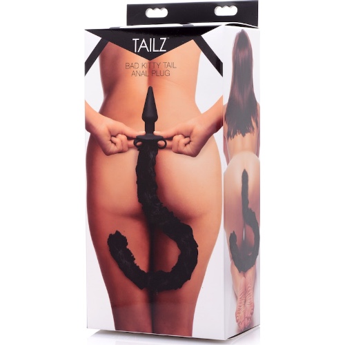 Tailz Bad Kitty Silicone Cat Tail Anal Plug 71cm - Black
