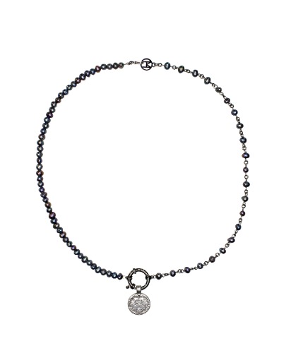 Pearl Coin Clasp Necklace
