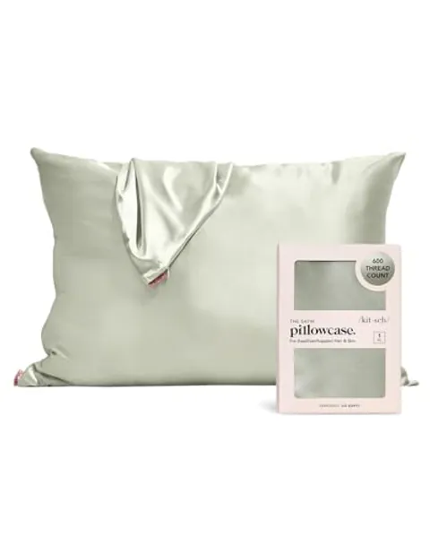 Kitsch Satin Pillowcase for Hair and Skin Queen - Softer Than Mulberry Silk Pillow Cases, Cooling Satin Pillowcase with Zipper, Pillow Case Cover, Satin Pillow Cases Standard Size (Sage, 1 Pack)