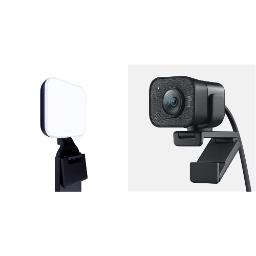 Logitech Litra Glow Premium LED Streaming Light with TrueSoft and Logitech StreamCam, Graphite for Creators and Streamers - Graphite SteamCam Graphite/Litra Glow