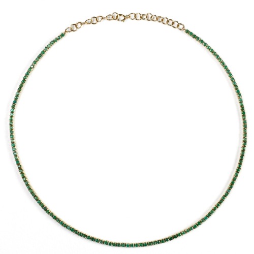 Emerald Tennis Necklace - 14K Yellow Gold