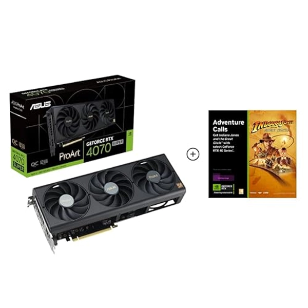 ASUS GeForce RTX 4070 Super 12G ProArt OC Graphics Card - 2565MHz Boost Clock, GDDR6X, PCIe Gen 4, DLSS 3, HDMI 2.1a, 3 x DisplayPort 1.4a (Supports 4K & 8K HDR)