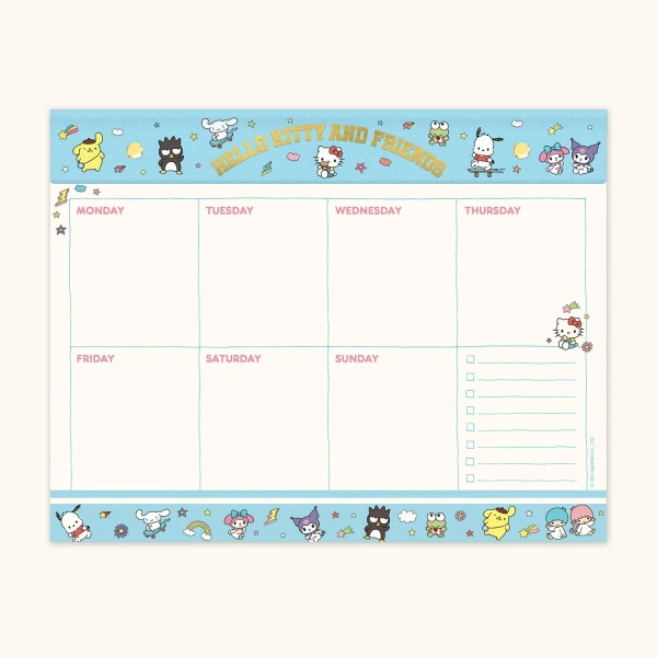 Hello Kitty and Friends x Studio Oh! College Letters Blue Weekly Desk Pad