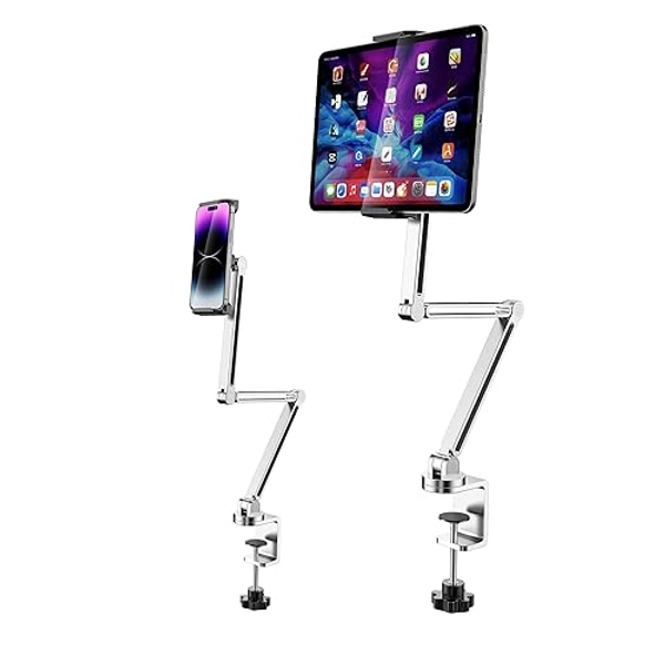 YICOSUN Adjustable iPad Desk Mount – Super Grip Tablet Arm Holder for Desk, 360° Rotatable iPad Arm Stand – Compatible with iPad Pro, Tab S9 Ultra, Wacom, and Drawing Tablets