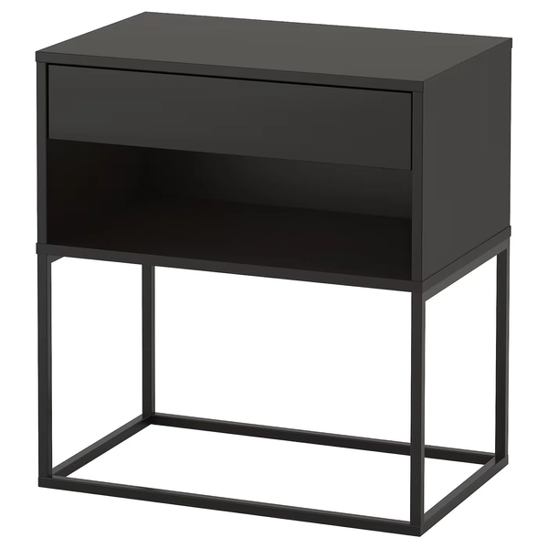 VIKHAMMER Bedside table - black 60x39 cm