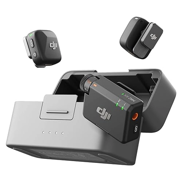DJI Mic Mini (2 TX + 1 RX + Charging Case), Ultralight, Detail-Rich Audio, 48h Use, Noise Cancelling, Automatic Limiting, Wireless Microphone for Camera/iPhone/Android, Vlog, Streaming