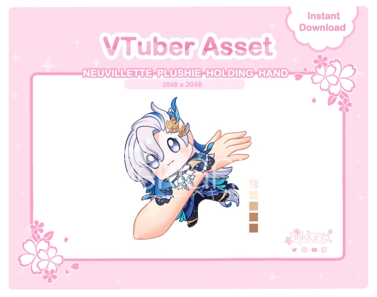 Vtuber Assets Neuvillette Plushie Holding Hand Vtuber Plushie Cute Vtuber Kawaii Twitch Streamer Vtuber Props Vtuber Assets - Etsy