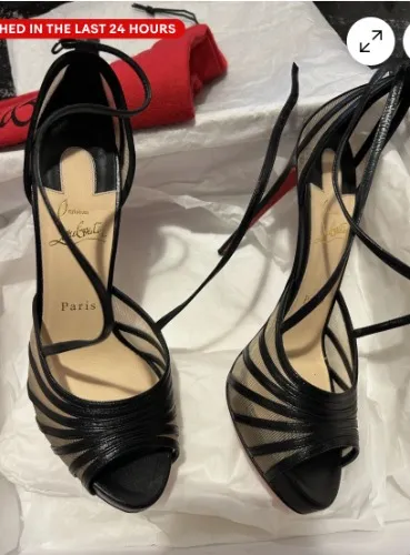 Christian Louboutin Filamenta 120 Platform Heel Sandal Pump Shoes Black 38 7.5