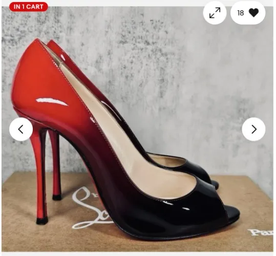 Christian Louboutin Patent Leather Ombre Red Heels Pumps EU 37.5 US 7.5