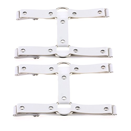 Adjustable Elastice 2 Rows Leather Leg Harness Garter Belt Punk Gothic Thigh Ring Garter - White