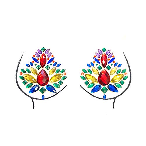 Neva Nude Crystal Nipztix Pasties Nipple Covers for Festivals Raves, Medical Grade Adhesive, Waterproof, Made in USA - Pride Tribe