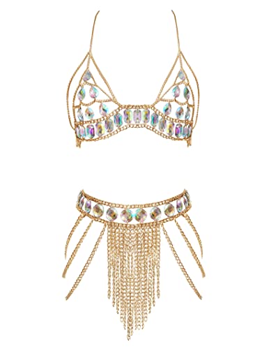 Allison Jennie Holiday Party Women Fashion Body Chain Suit - gold color