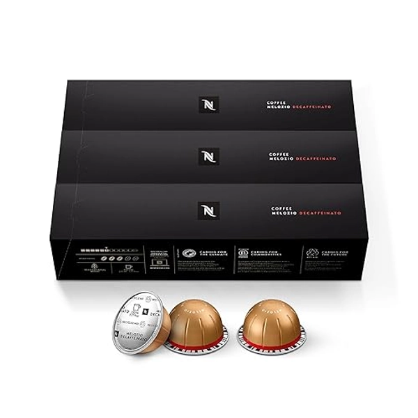 Nespresso Capsules Vertuo, Melozio Decaffeinato, Medium Roast Espresso, 30-Count Coffee Pods, Brews 7.8 oz.