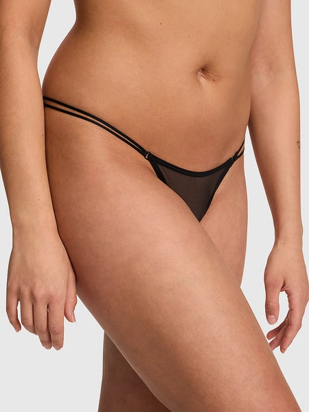 Logo Mesh Strappy Micro Thong Panty