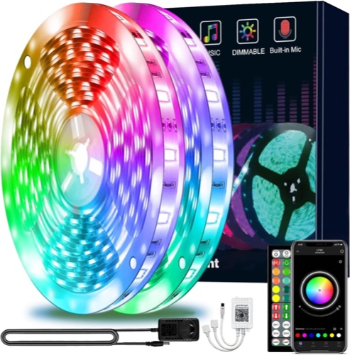20m Led Strip Lights, L8star 65.6ft Led Lights Strip for Bedroom with Bluetooth and Remote Controller Led Lights Strips Sync to Music Apply for Home Decoration