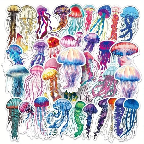 50pc Colorful Jellyfish Sticker Pack