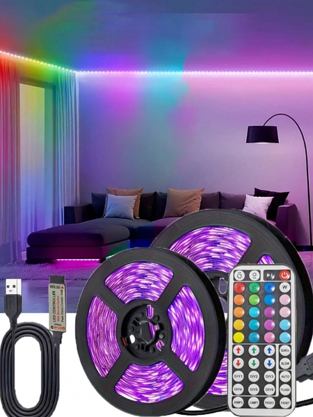 1pc 44-Key Remote Control Multi-Color Changing Led Light Strip, USB Powered For Bedroom Decor, Home Decoration, Party Lighting, Holiday Decoration Gifts Birthday Graduation