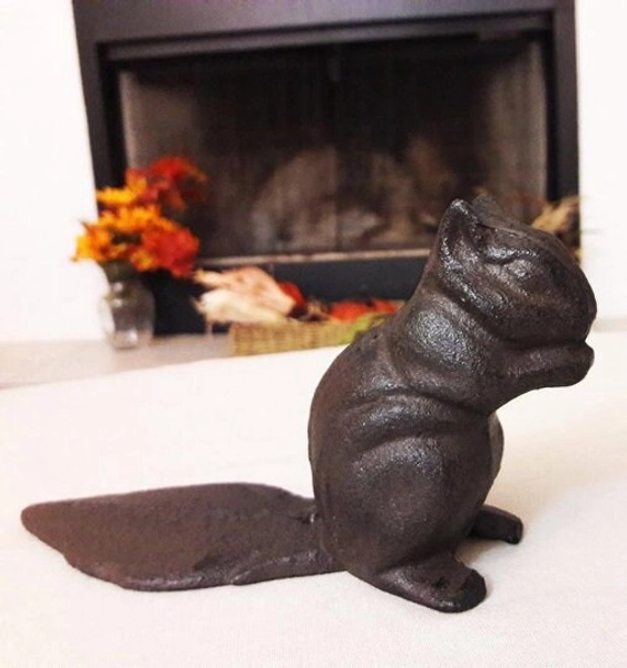 Cast Iron Squirrel Door Stop Cast Iron DoorStop Doorstopper Door stopper door wedge bookends book end Peanut squirrel gift decor