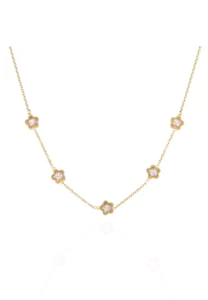 CELOVIS - Aurora Star Cubic Zirconia Chain Necklace in Gold