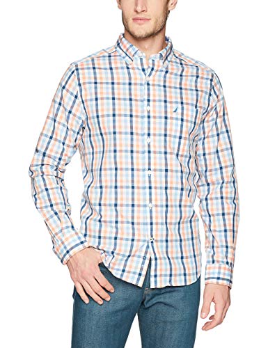 Nautica Men's Wrinkle Resistant Long Sleeve Button Front Shirt - Medium - Guava Punch