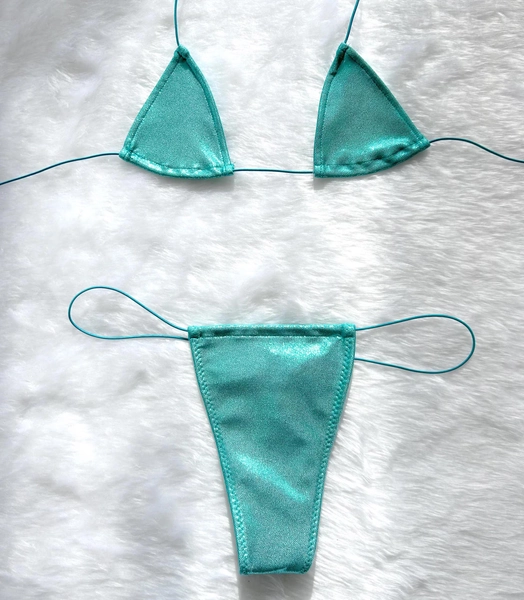 Microkini Holographic Colors - Exotic Dancewear, Holographic Stripper Outfit, Metallic Micro Bikini