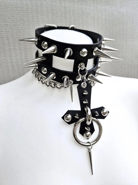 Genuine Leather Black Metal Inspired Choker
