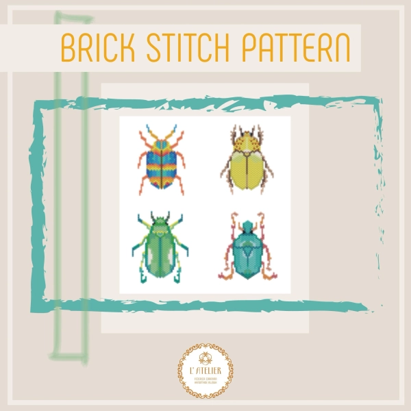 Brick Stitch Pattern - 4 Beetles