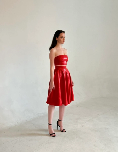 Latex Midi Length A-line Skirt | Custom Made.