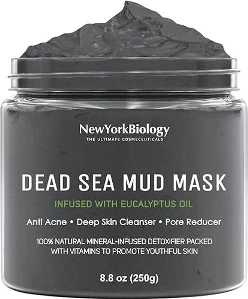 New York Biology Dead Sea Mud Mask for Face and Body Infused with Eucalyptus - Spa Quality Pore Reducer for Acne, Blackheads and Oily Skin - Tightens Skin for A Healthier Complexion - 8.8 oz