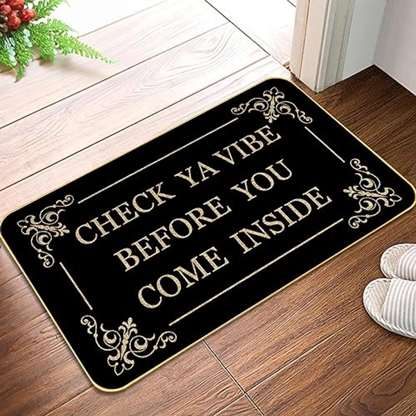 Funny Welcome Doormat for Entryway Check Ya Vibe Before You Come Inside Mats for Front Door with Rubber Backing Doormat Entrance Indoor and Outdoor Personalized Mats Anti-Slip Gift Mat 29 x 17 Inch