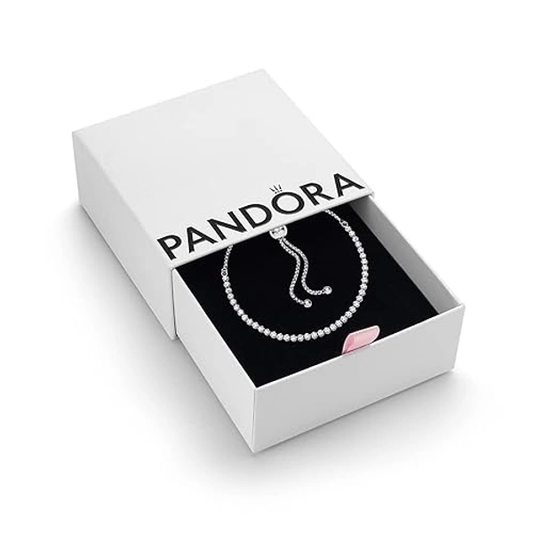 PANDORA Timeless Women's Sterling Silver Sparkling Slider Bracelet for Charms