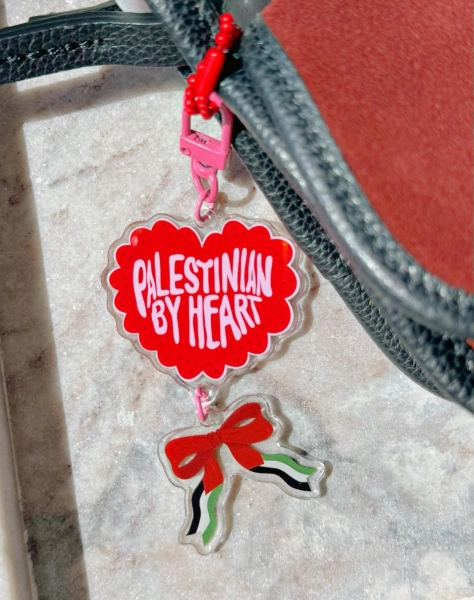 Palestinian by Heart Acrylic Keychain – 3-Inch Double-Sided, Two-Piece Charm, Flag Bow, Pink Hardware, Bag Charm, Show Solidarity