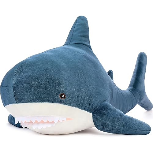 MorisMos Giant Shark Plush Toys, Soft Plush Shark Hugging Pillow for Kids, 51 inch - XXX-Large - Blue