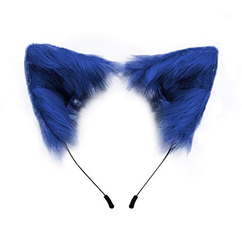 SMILETERNITY Handmade Fox Wolf Cat Ears Headwear Costume Accessories - Blue