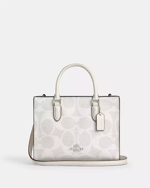 Sv/White/Chalk Maggie Small Tote Bag In Signature Canvas